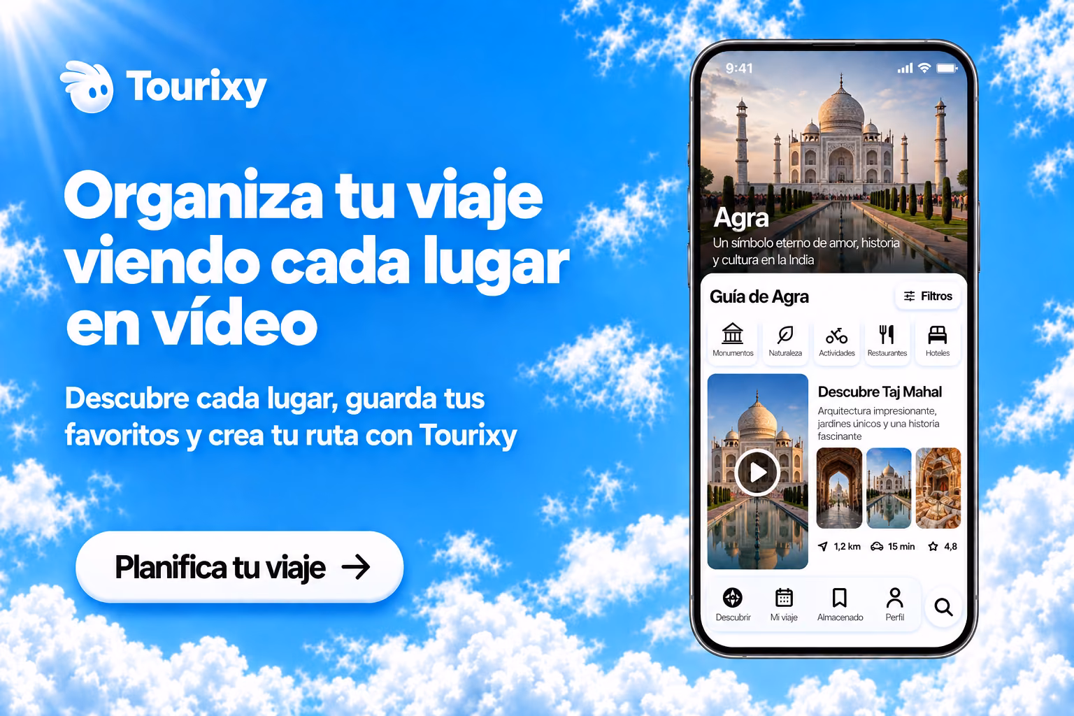 Organiza tu viaje viendo cada lugar en vídeo: descubre destinos y crea tu ruta con Tourixy